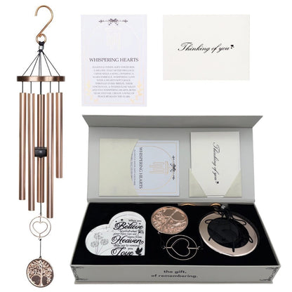 Gift Bundle - Memorial Wind Chime – Whispering Hearts™ Collection – Platinum Rose Personalized 30”