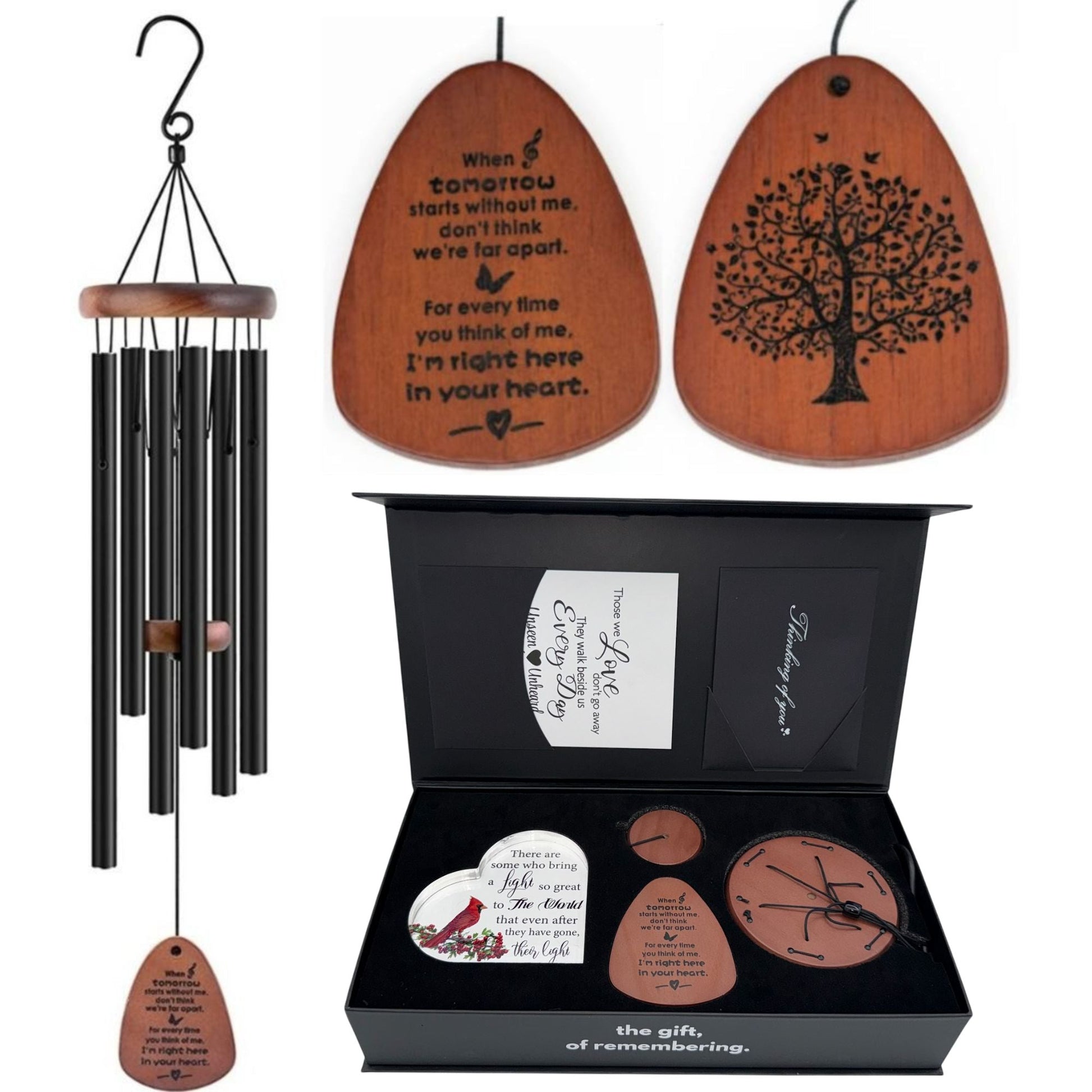 Gift Bundle - Serenity Memorial Wind Chimes - Memorial Heart Included 32&rdquo; - steven wick