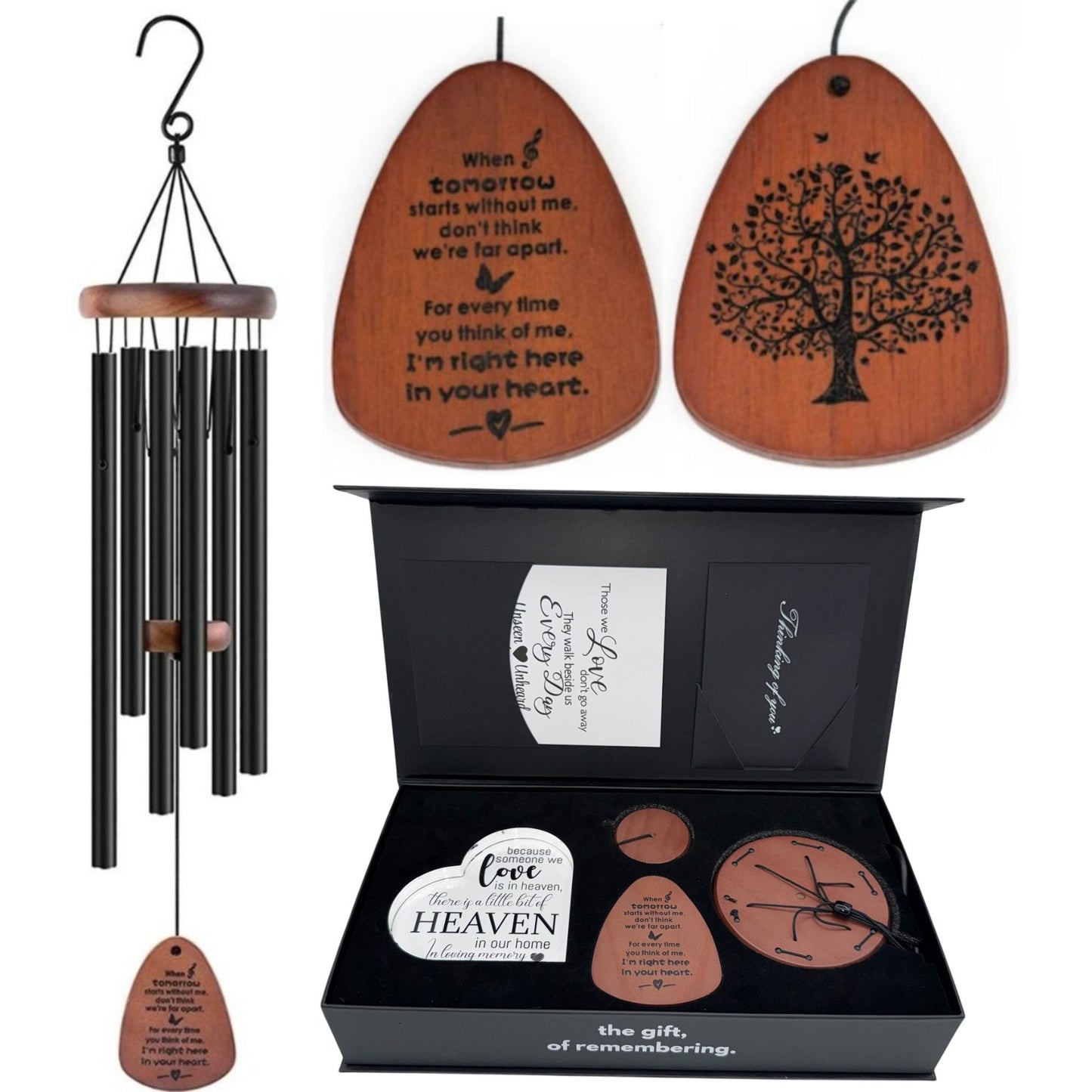 Gift Bundle - Serenity Memorial Wind Chimes - Memorial Heart Included 32”