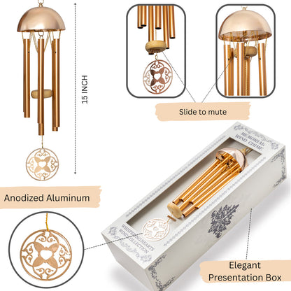 Memorial Wind Chime &ndash; Whispering Hearts&trade; Collection &ndash; Warm Gold 15&rdquo; - steven wick