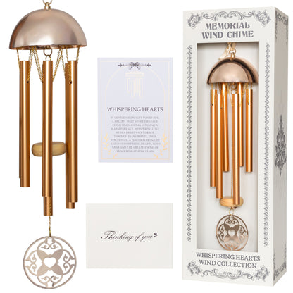 Memorial Wind Chime &ndash; Whispering Hearts&trade; Collection &ndash; Warm Gold 15&rdquo; - steven wick