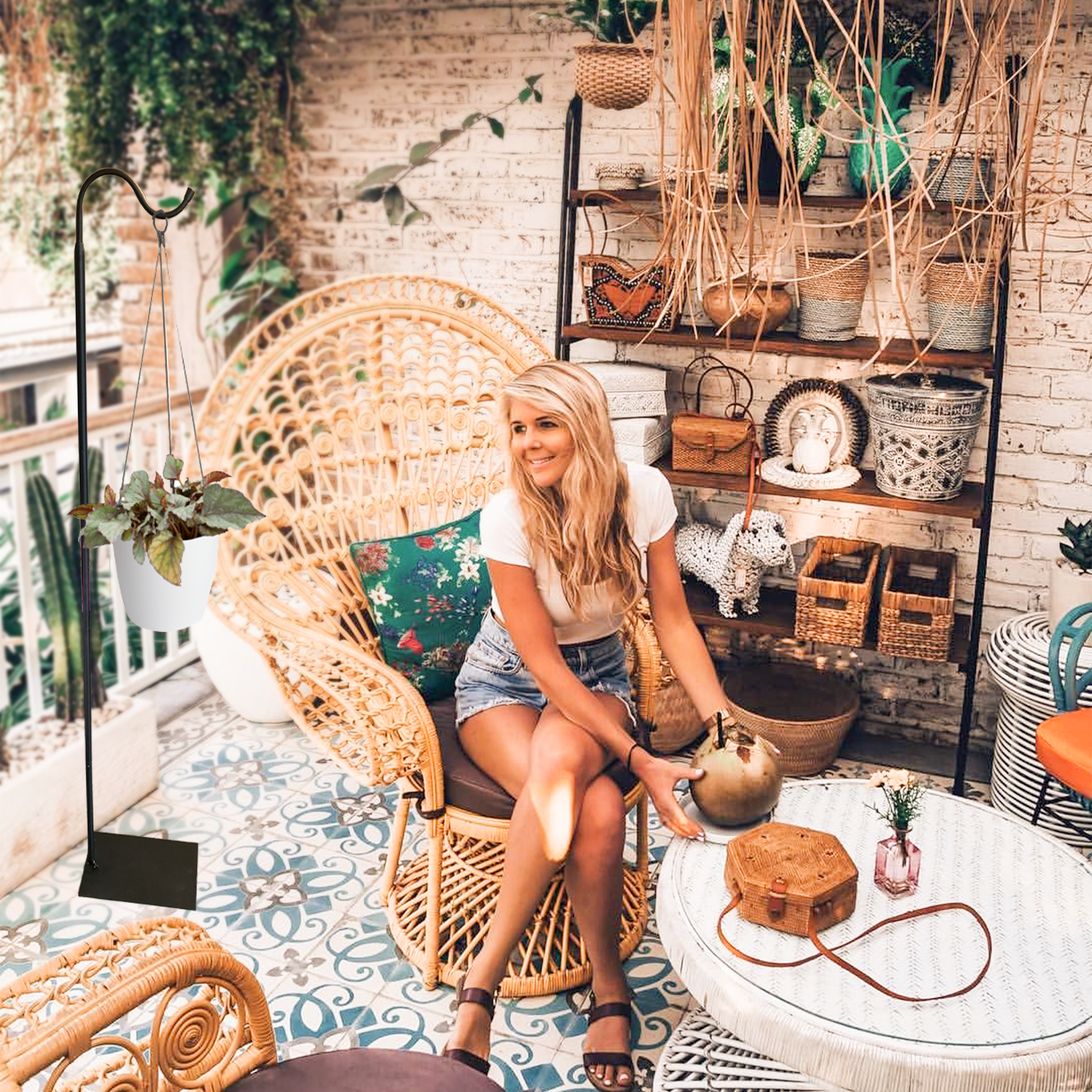 60&quot; Adjustable Heavy Duty Shepherd's Hook Floor Stand For Patio/Garden - steven wick