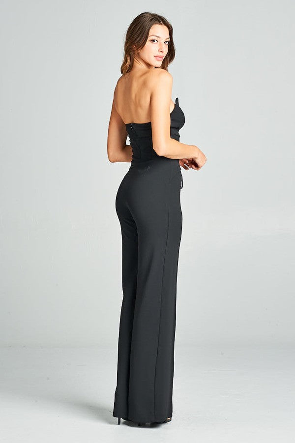 Heart Shape Tube Top Jumpsuit With Flower Embroidery Design