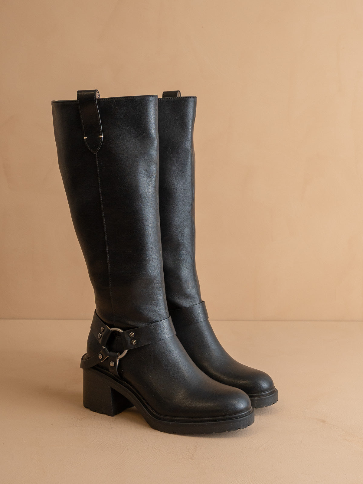 The Leanne | Black Moto Knee High Boot - steven wick
