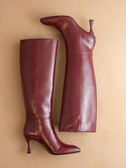 The Lexington | Burgundy Wine Pointed Toe Knee High Boot