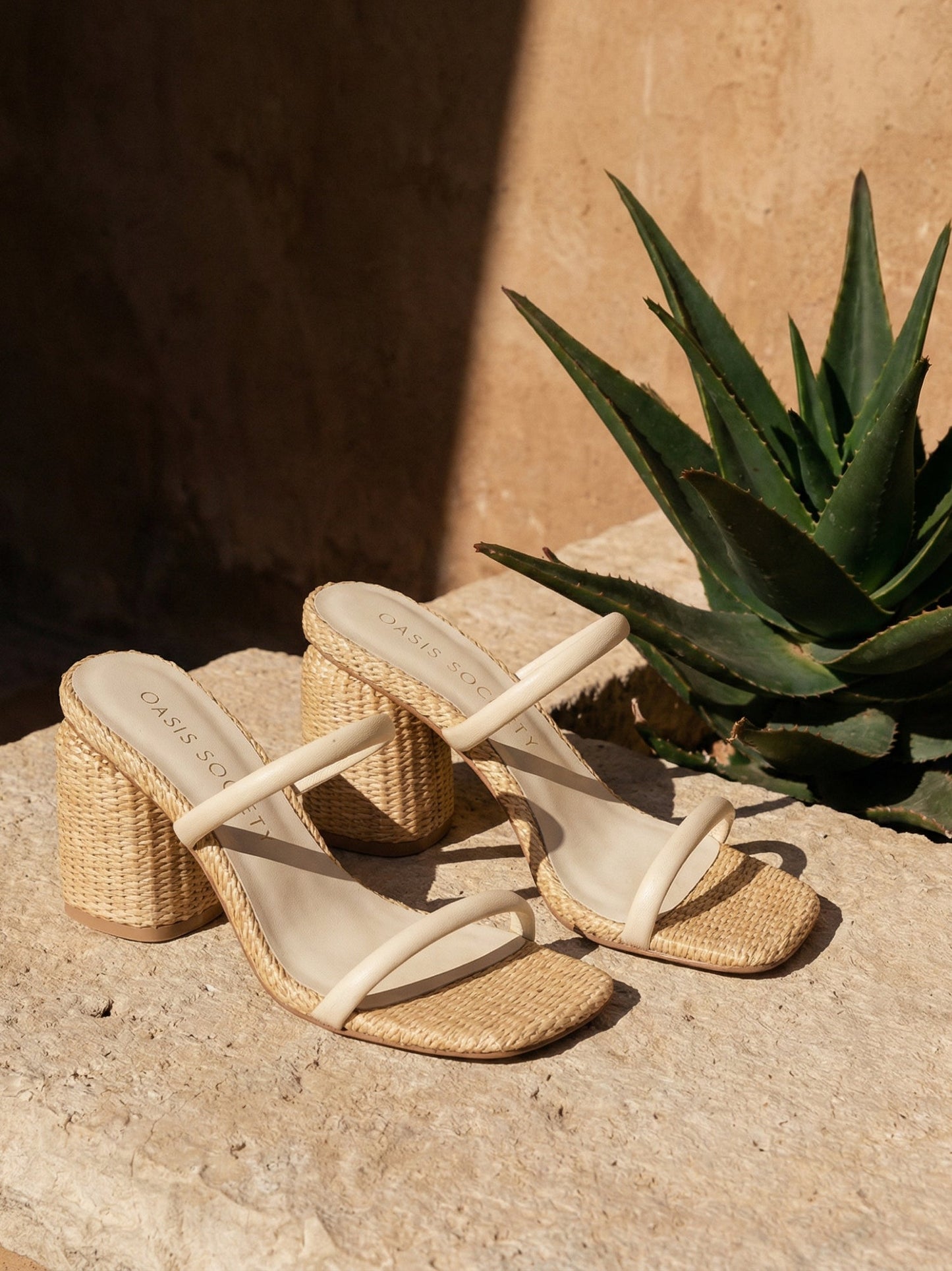 The Margaret | Beige Rattan Heel