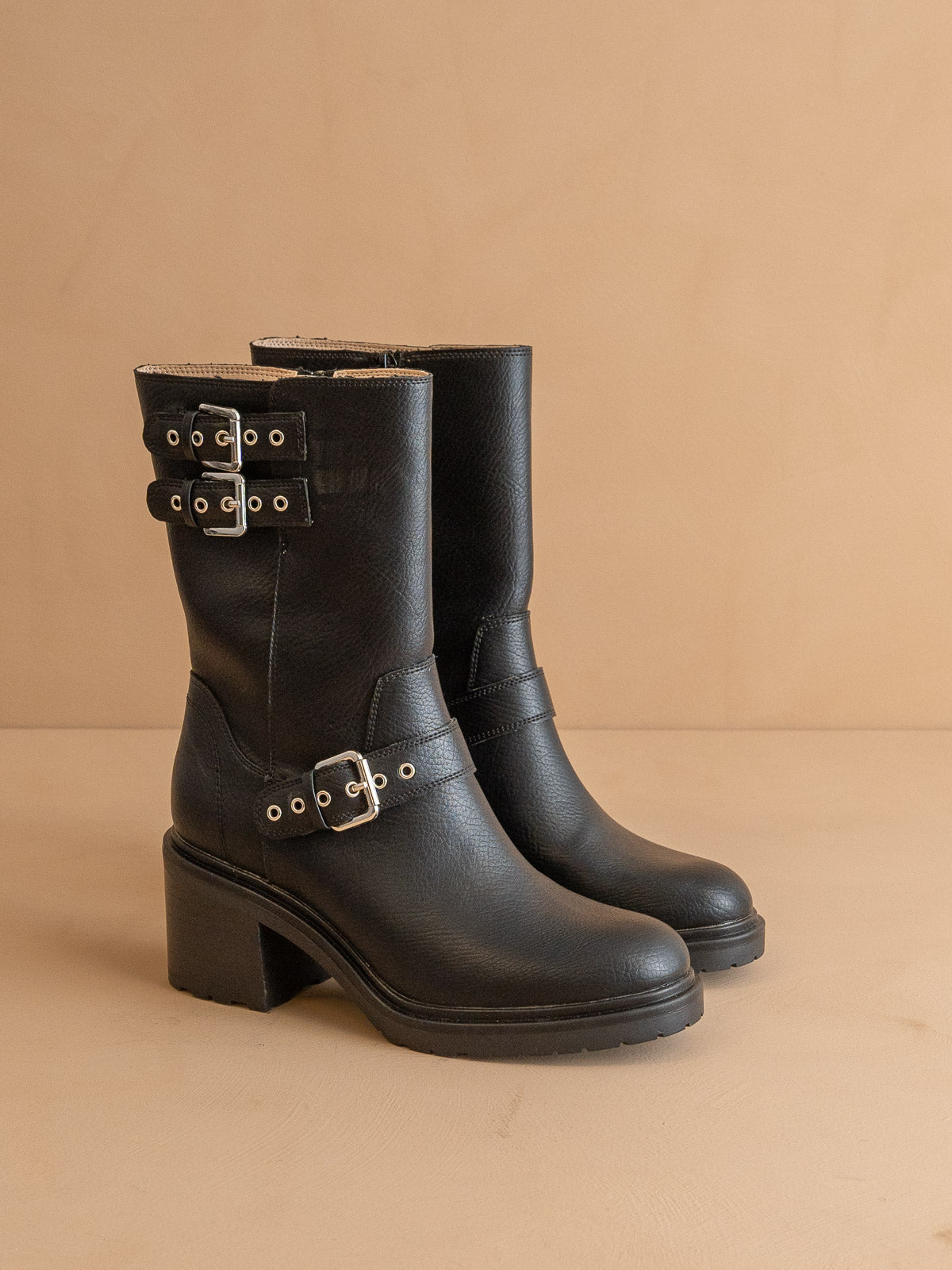 The Rider | Black Mid-Calf Moto Boot - steven wick