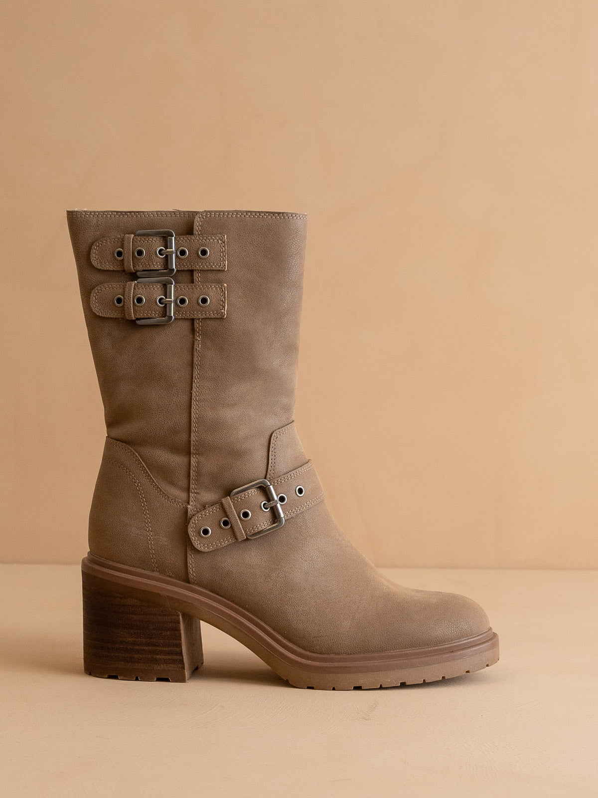 The Rider | Dark Taupe Mid-Calf Moto Boot - steven wick