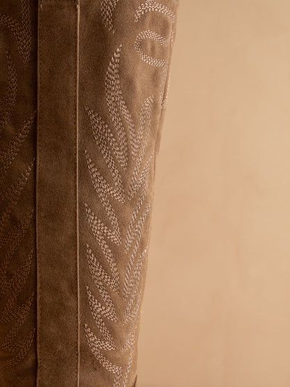 The Samara | Brown Embroidered Tall Cowgirl Boot - steven wick