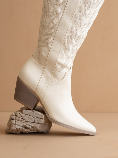 The Samara | White Cowgirl Embroidered Tall Boot - steven wick