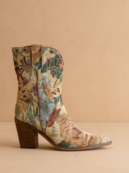 The Sorrel | Vintage Floral Print Western Cowgirl Bootie - steven wick