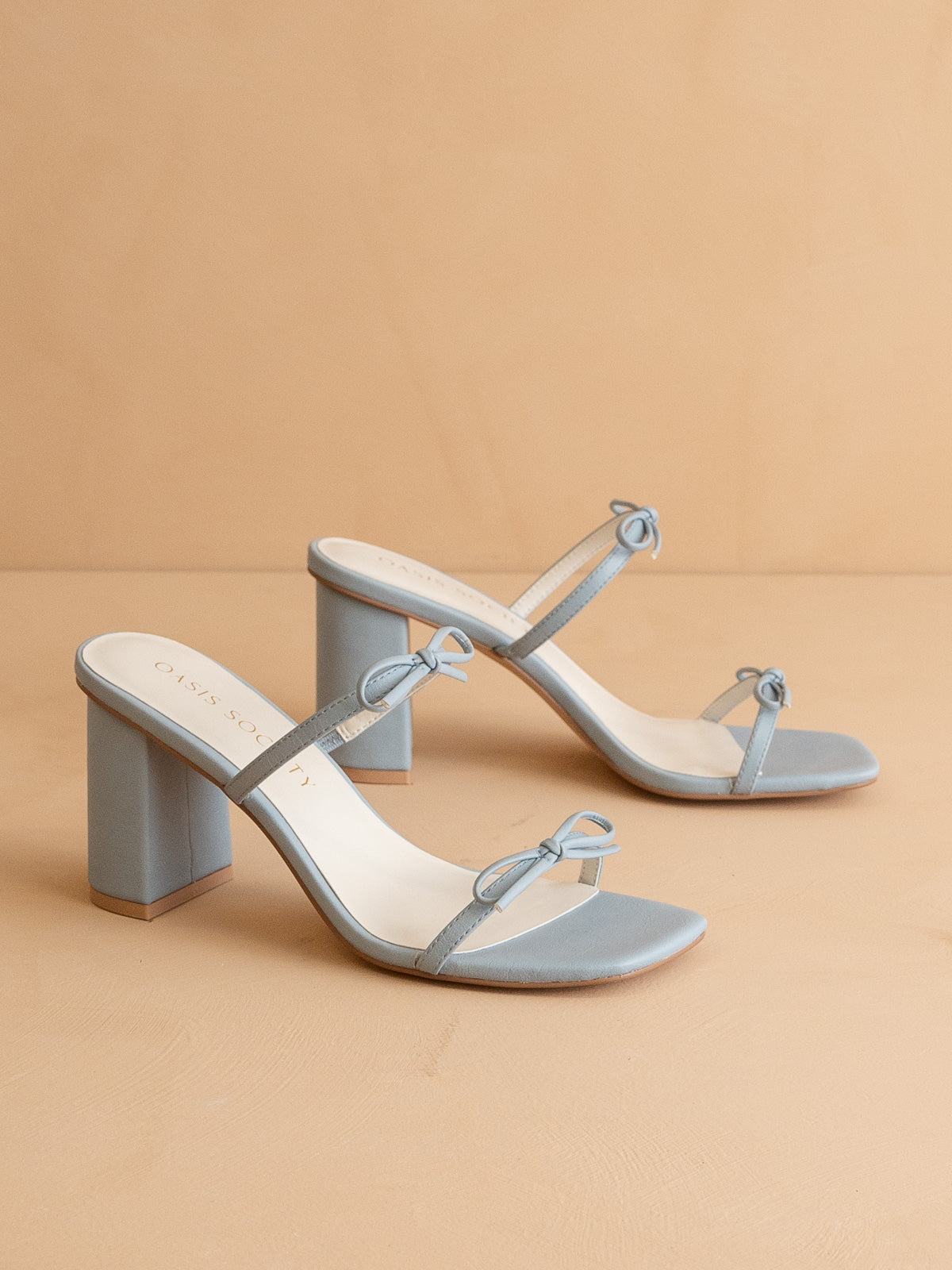 The Wendy | Blue Double Strap Bow Heels - steven wick