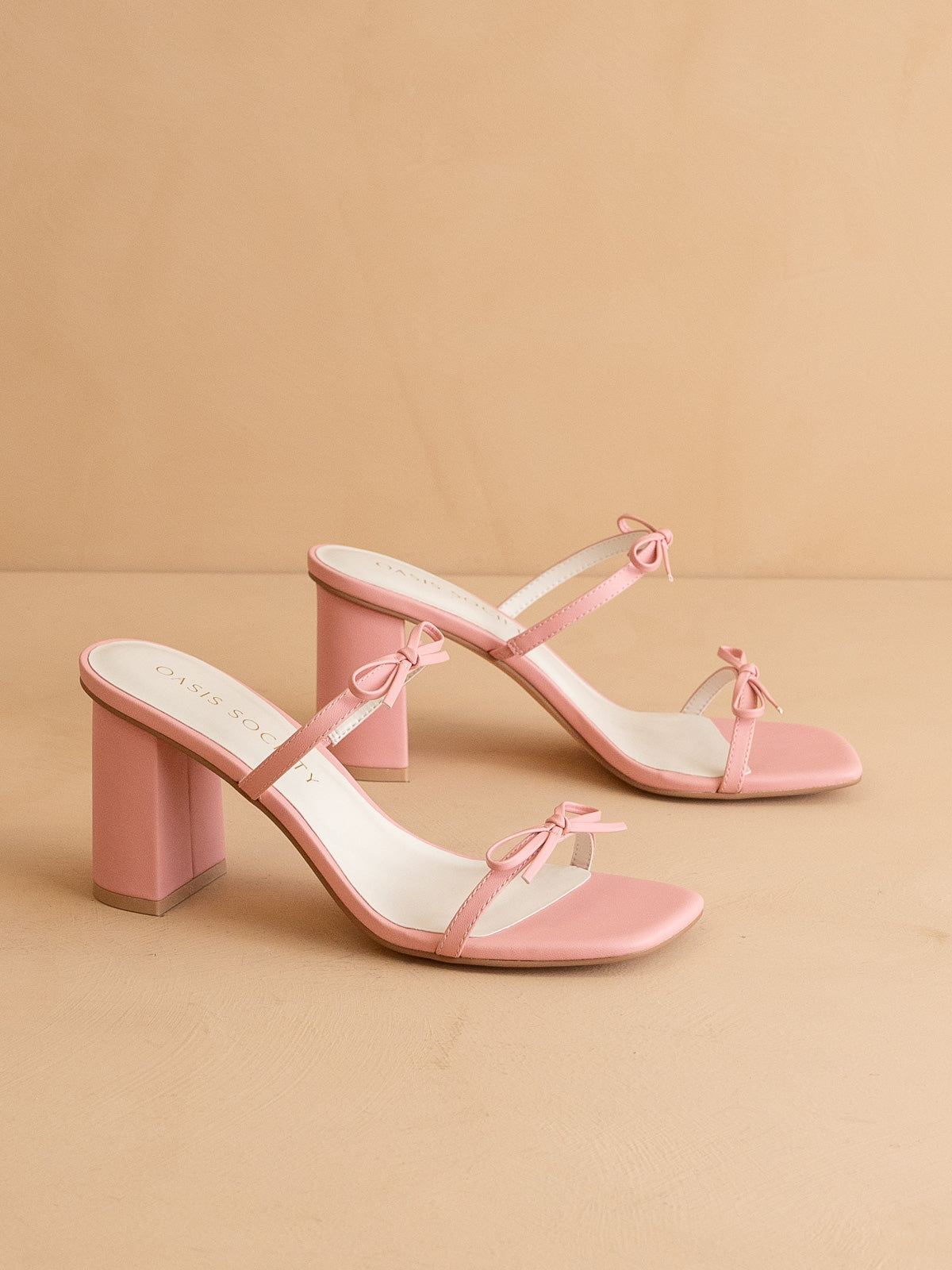The Wendy | Pink Double Strap Double Bow Heels - steven wick
