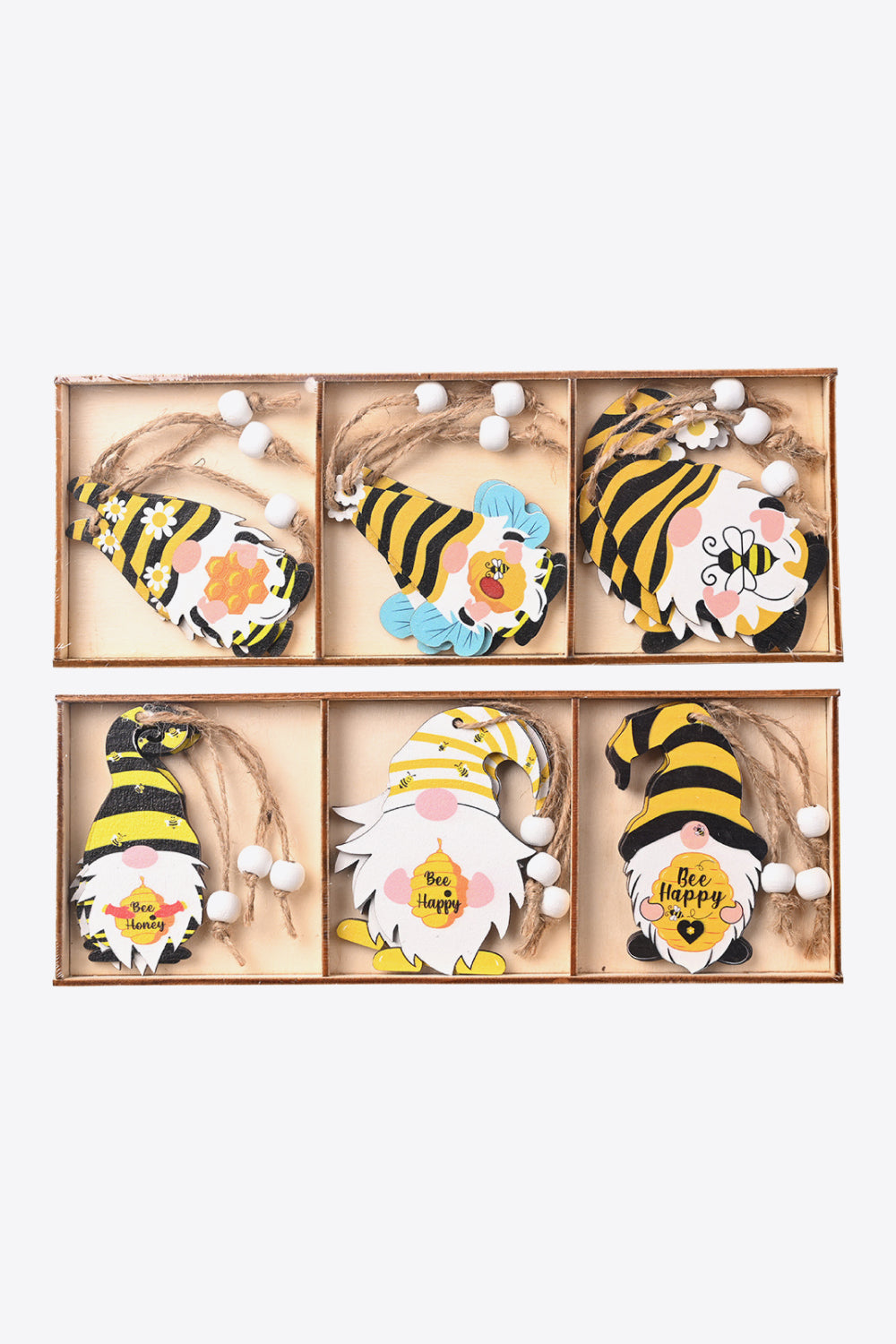 3-Pack Bee Wood Gnome Ornaments - steven wick