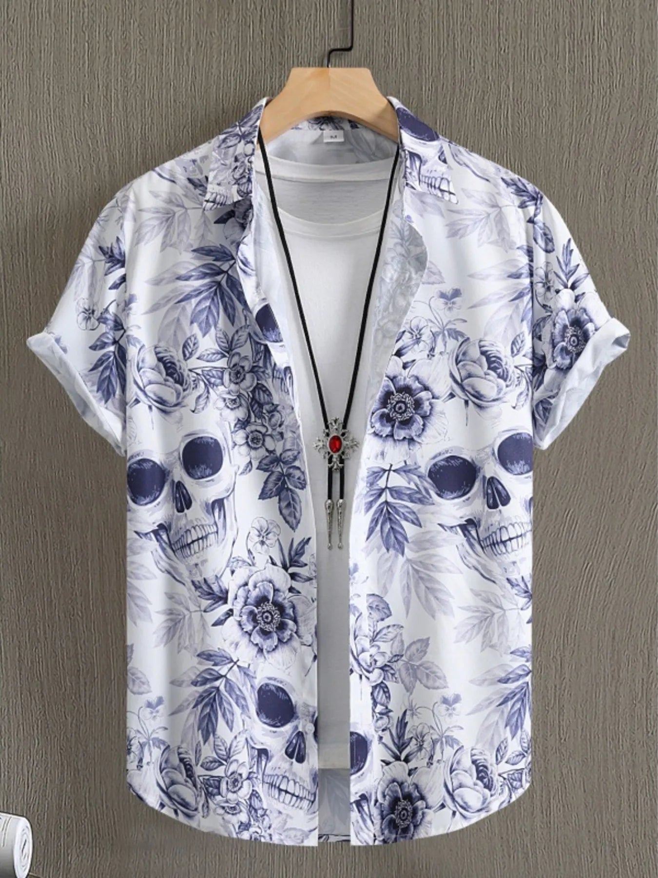 Men's Printed Button Up Short Sleeve Shirt - steven wick