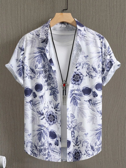 Men's Printed Button Up Short Sleeve Shirt - steven wick