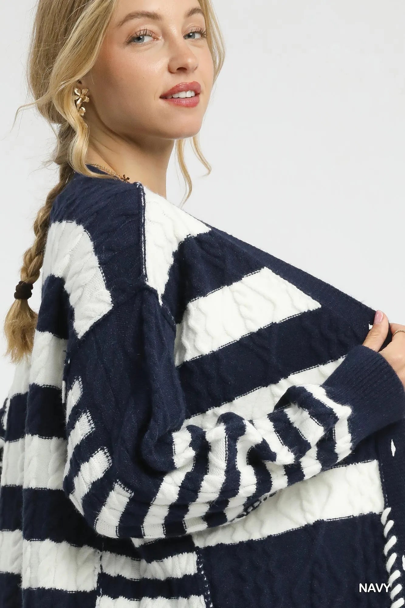 Stripe Button-Up Cable-Knit Cardigan - steven wick