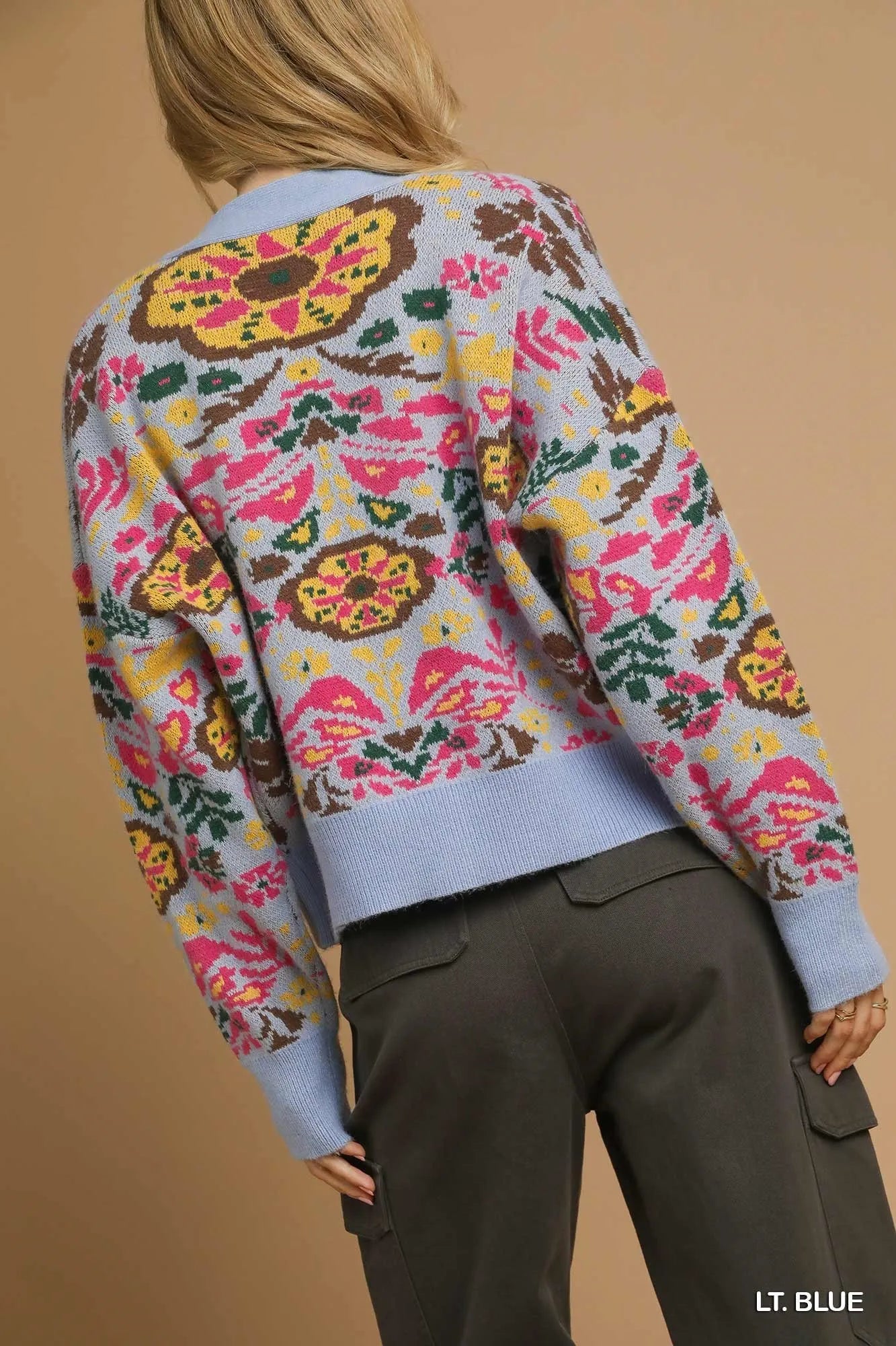 Floral Knit Button-Up Cardigan - steven wick