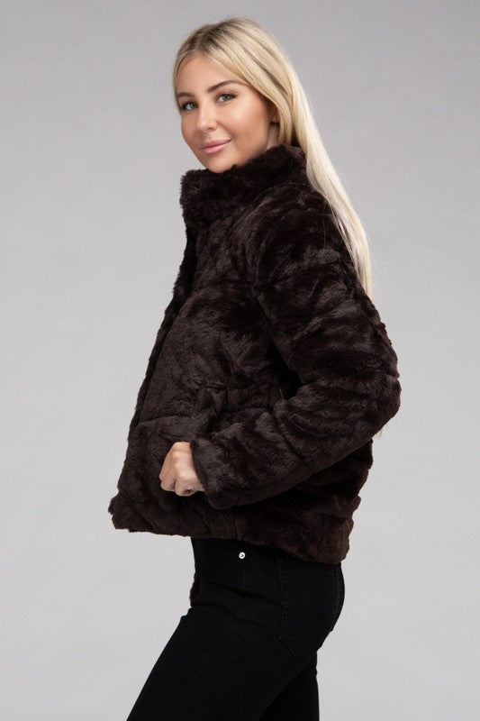 Fluffy Zip-Up Sweater Jacket - steven wick