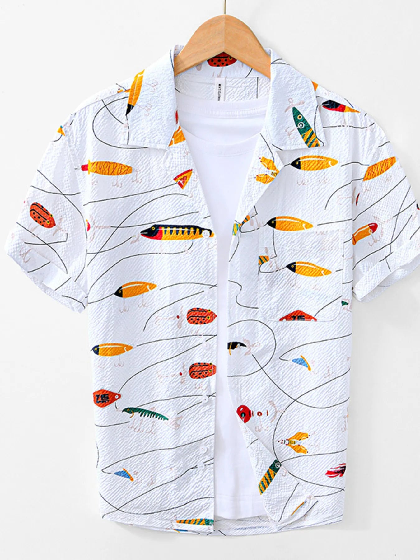 Men's Printed Button Up Short Sleeve Shirt - steven wick
