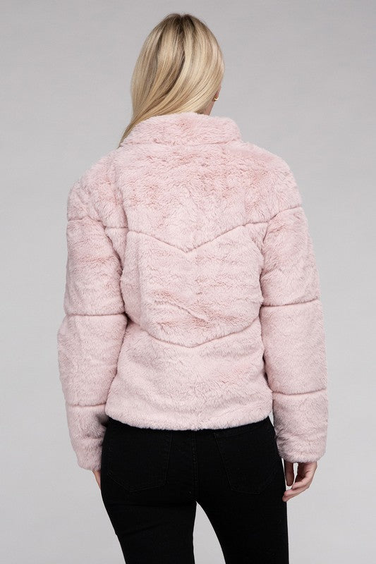 Fluffy Zip-Up Sweater Jacket - steven wick