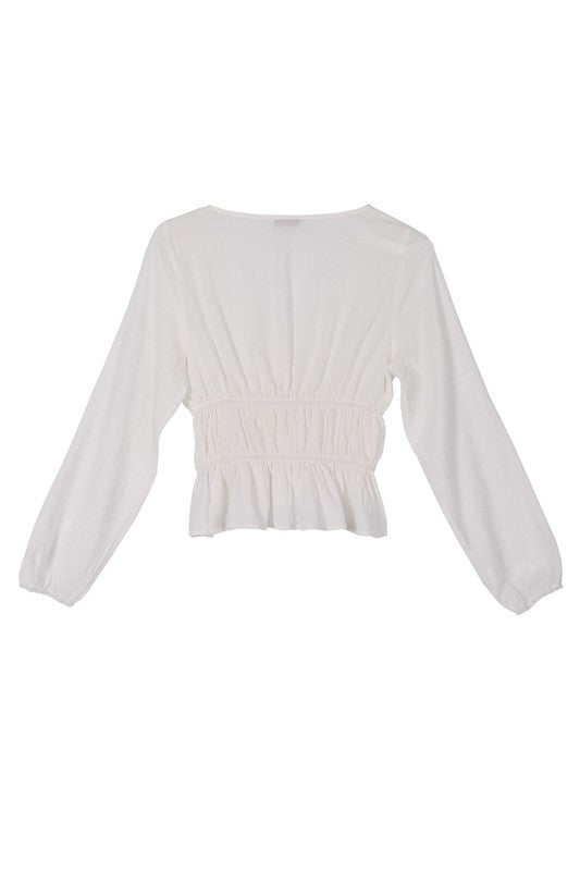 White Long-sleeved Sheer Lace Top - steven wick