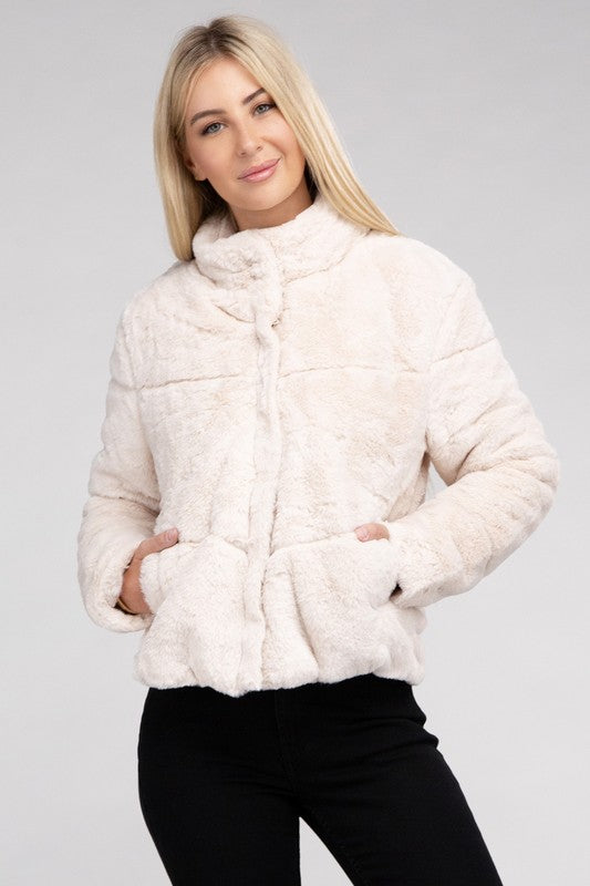 Fluffy Zip-Up Sweater Jacket - steven wick