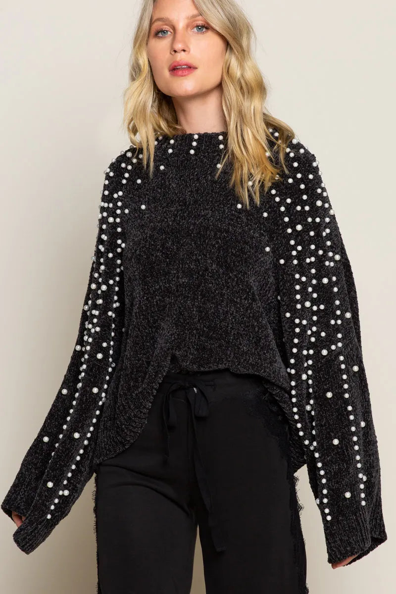 Oversized Pearl Embellished Sweater - steven wick
