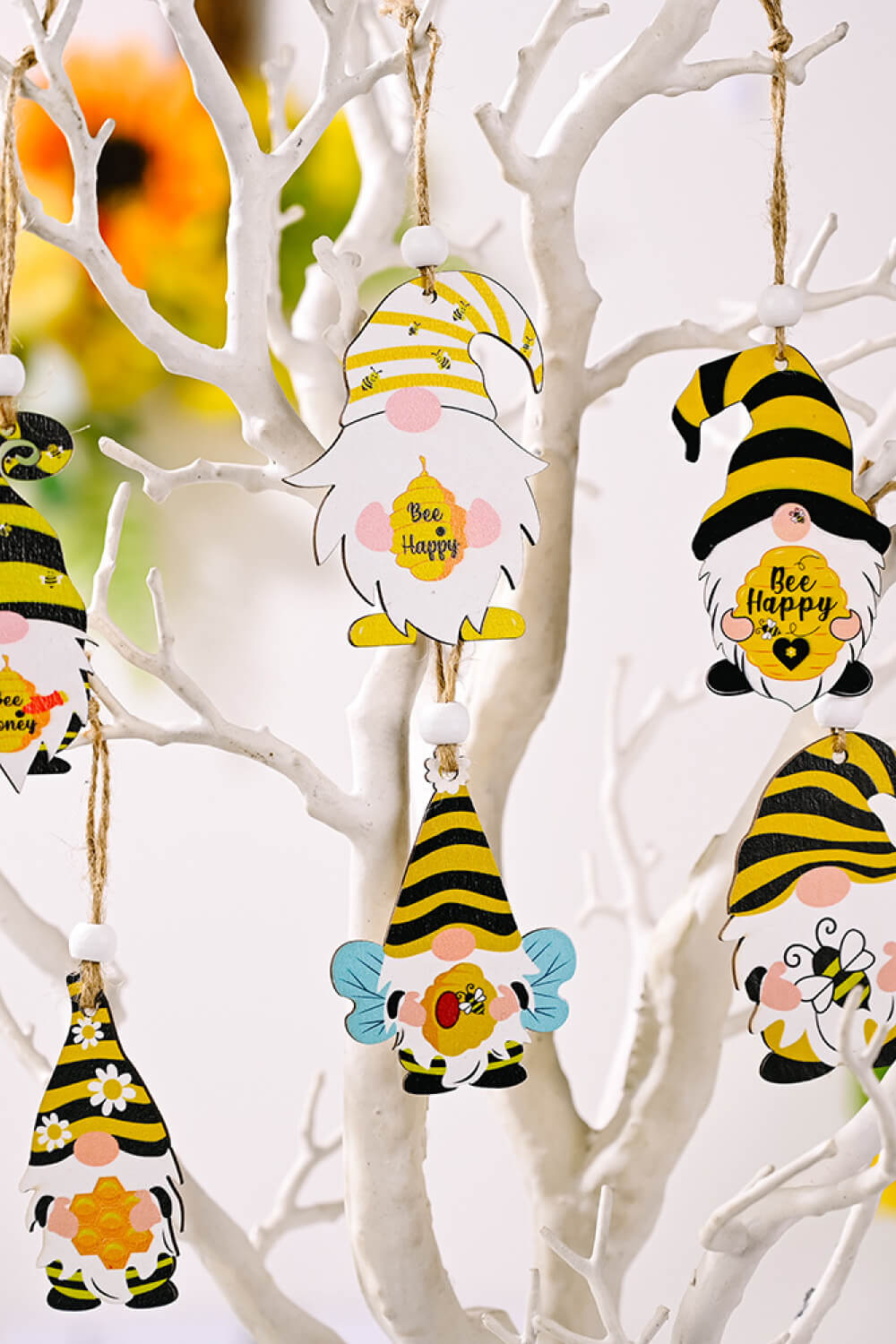 3-Pack Bee Wood Gnome Ornaments - steven wick