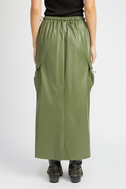 Leather Cargo Maxi Skirt - steven wick