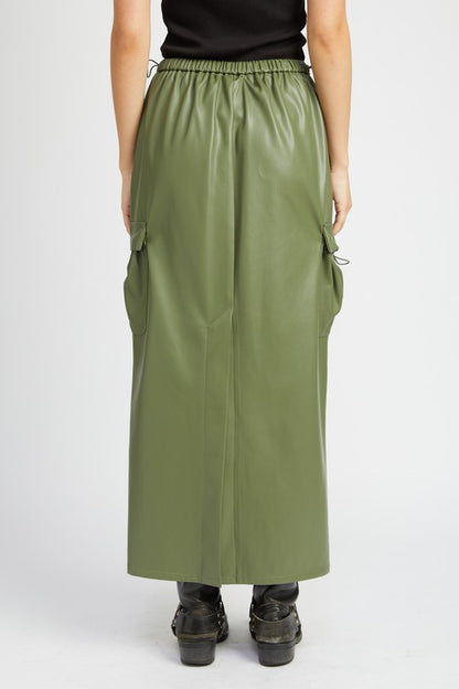 Leather Cargo Maxi Skirt - steven wick