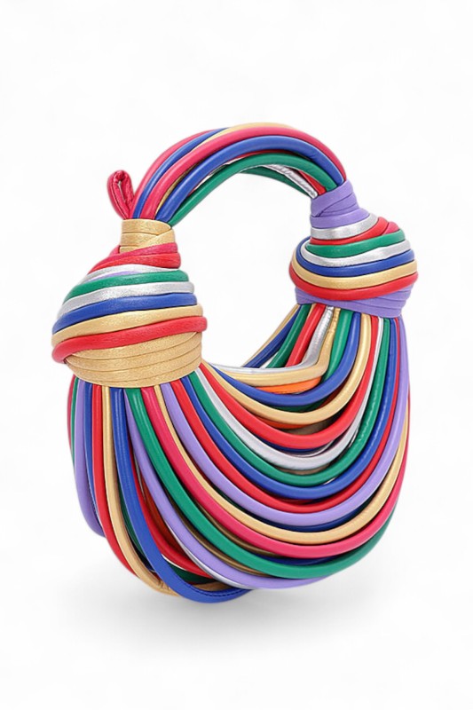 Faux Leather String Rope Top Handle Swing Bag - steven wick