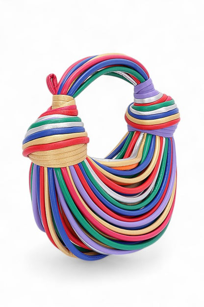 Faux Leather String Rope Top Handle Swing Bag - steven wick