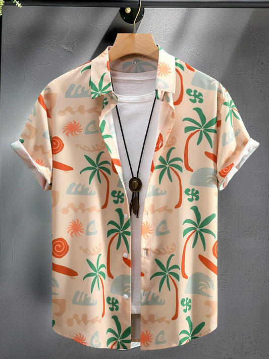 Men's Printed Button Up Short Sleeve Shirt - steven wick
