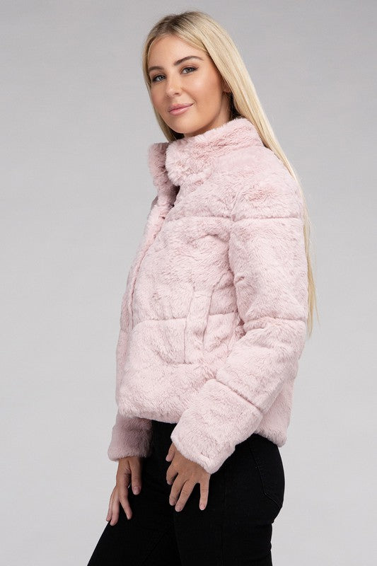 Fluffy Zip-Up Sweater Jacket - steven wick