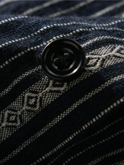 Men's Plus Size Striped Button Up Short Sleeve Shirt - steven wick