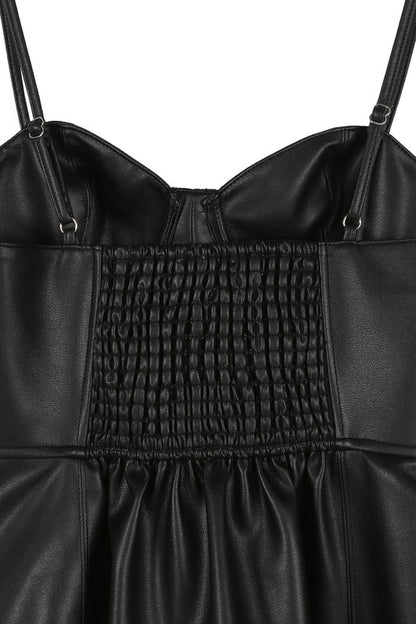 Black Vegan Leather Bustier Mini Dress - steven wick