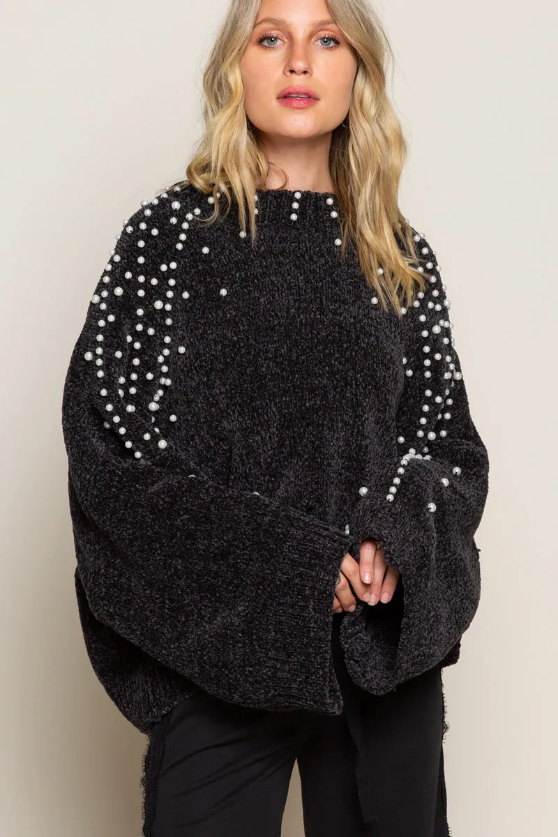 Oversized Pearl Embellished Sweater - steven wick
