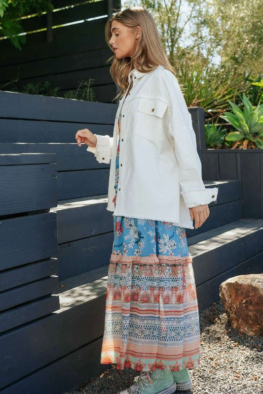 Multi Color Lettering Peace Symbol Button Up Shirt - steven wick