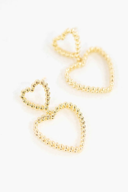 Gold Cara Heart Drop Earrings