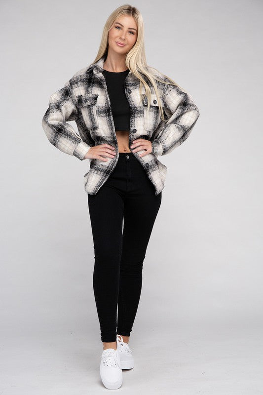 Cozy Plaid Flannel Shacket - steven wick