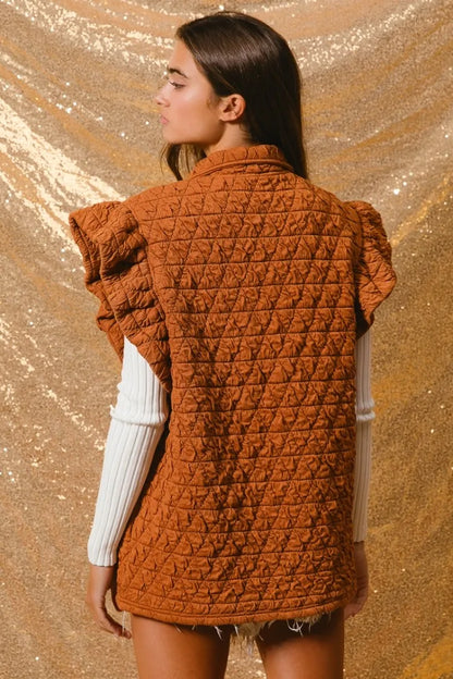Quilting Knit Ruffle Sleeve Vest - steven wick
