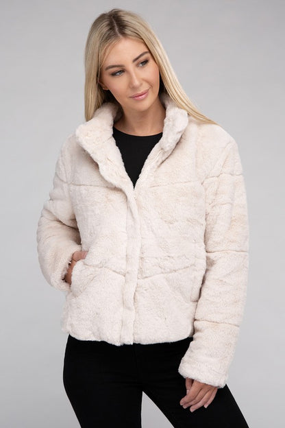 Fluffy Zip-Up Sweater Jacket - steven wick