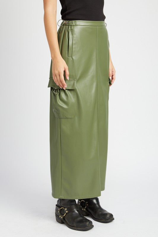 Leather Cargo Maxi Skirt - steven wick