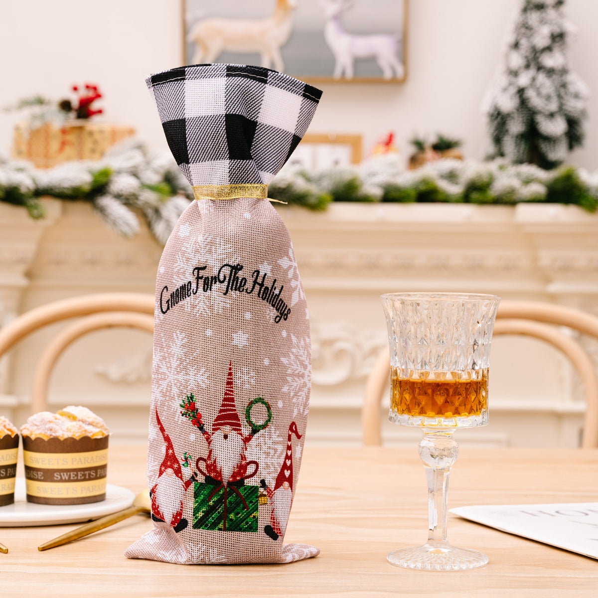 2-Piece Christmas Plaid Wine Bottle Covers - steven wick