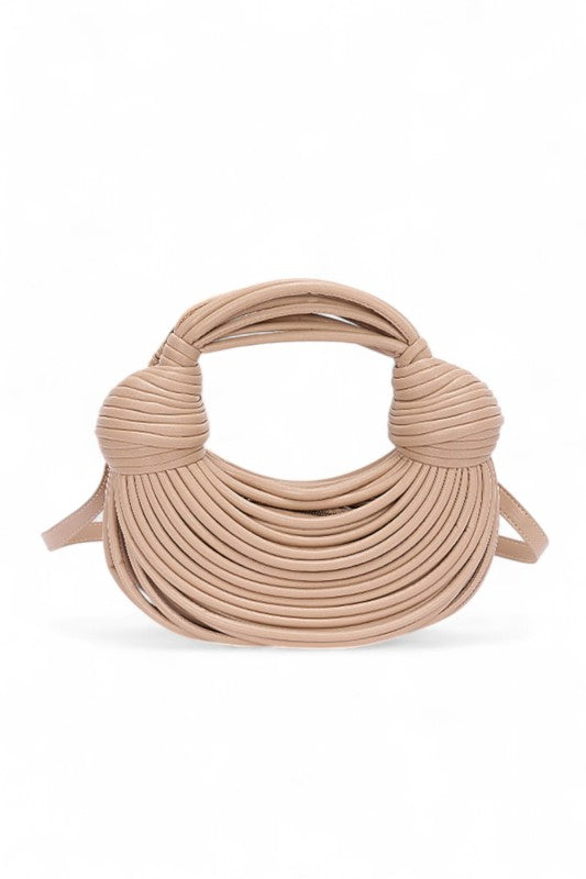 Faux Leather String Rope Top Handle Swing Bag - steven wick