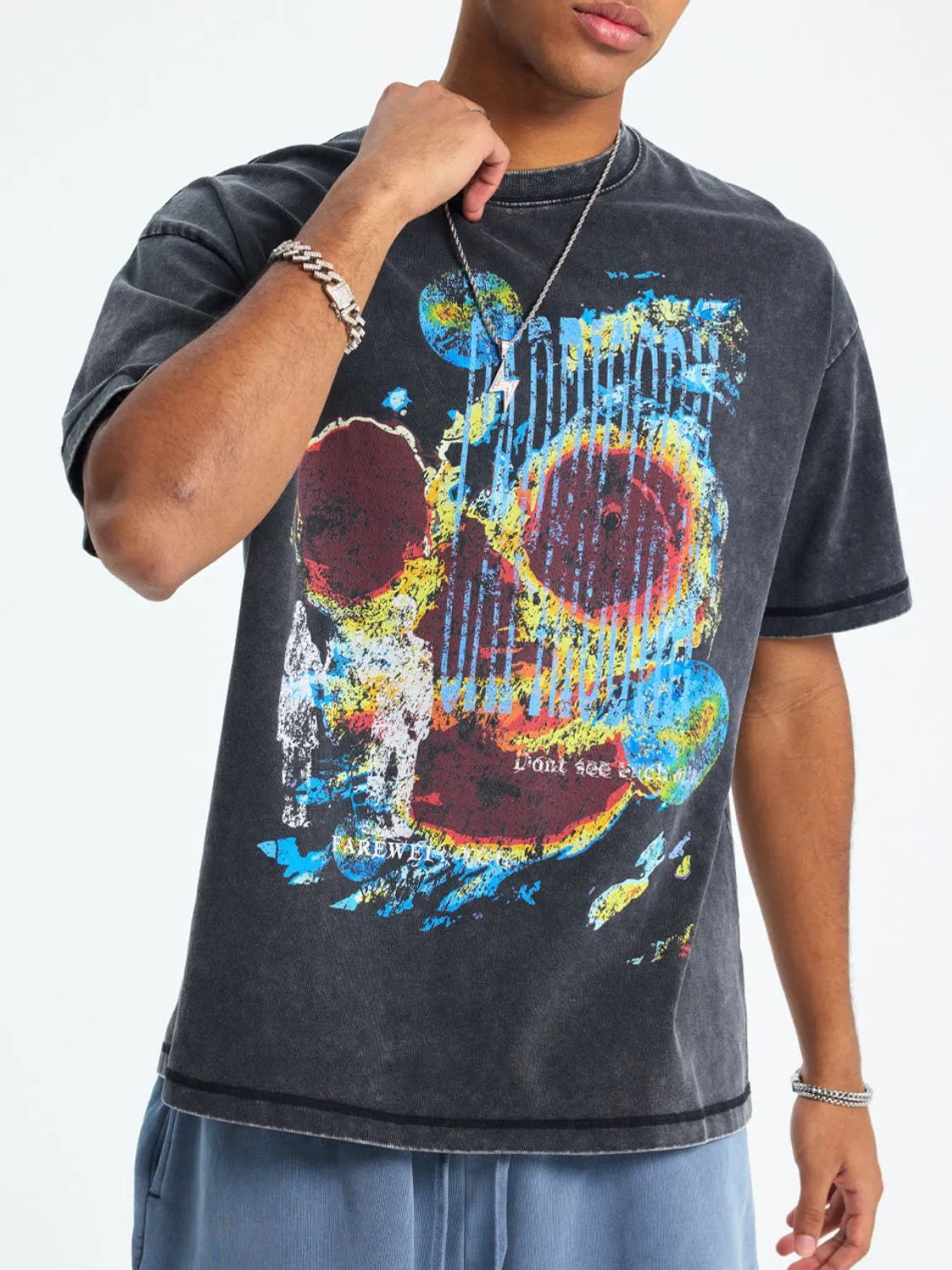 Men's Graphic Oversized Short Sleeve T-Shirt - steven wick