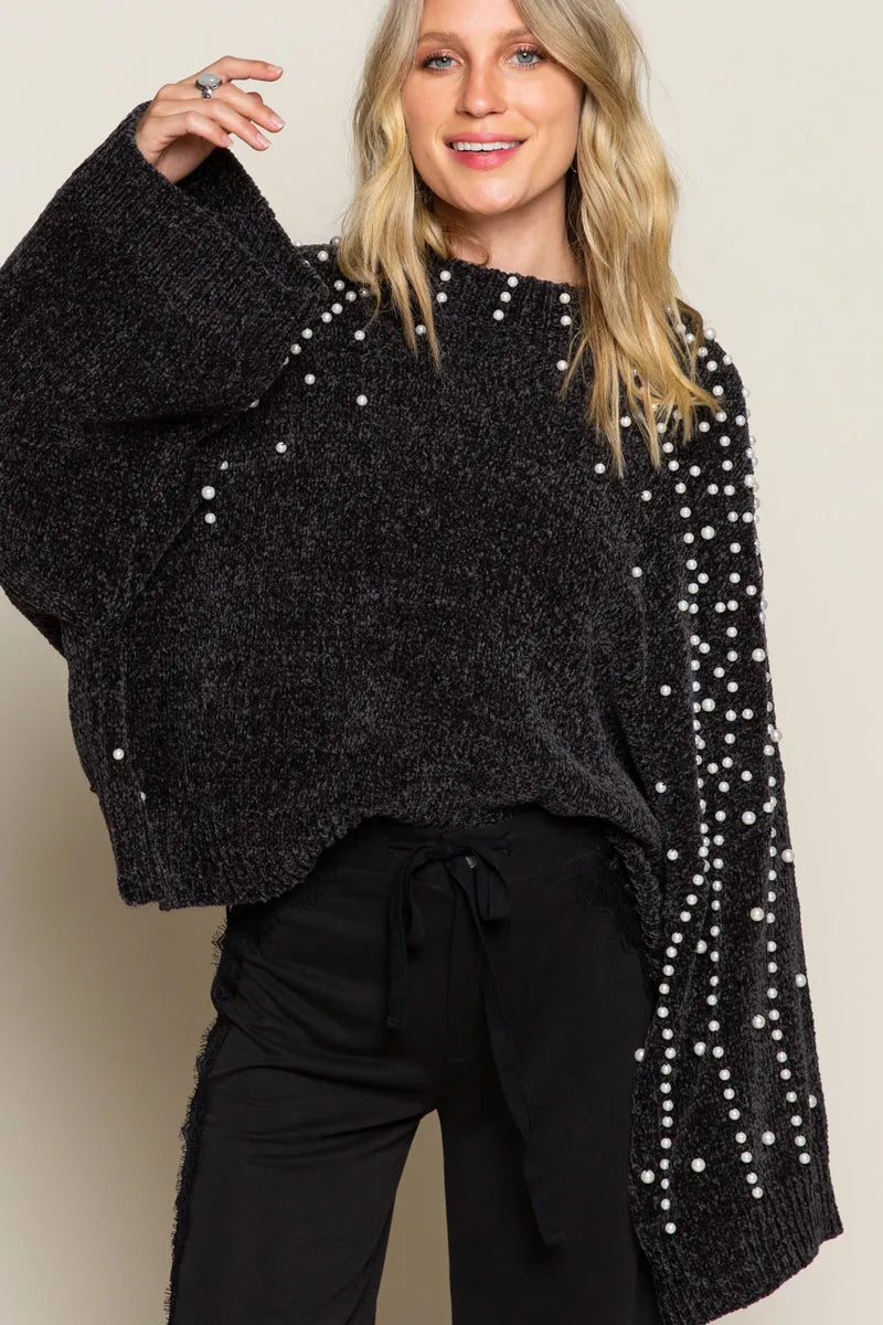 Oversized Pearl Embellished Sweater - steven wick