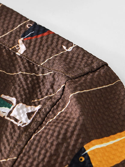 Men's Printed Button Up Short Sleeve Shirt - steven wick