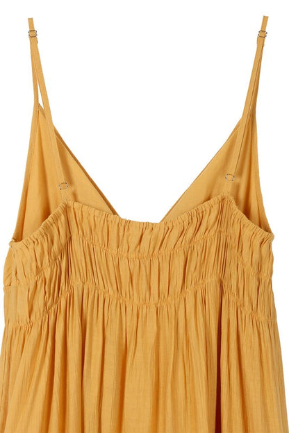 Low Cut Mustard Spaghetti Strap Maxi Tank Dress - steven wick